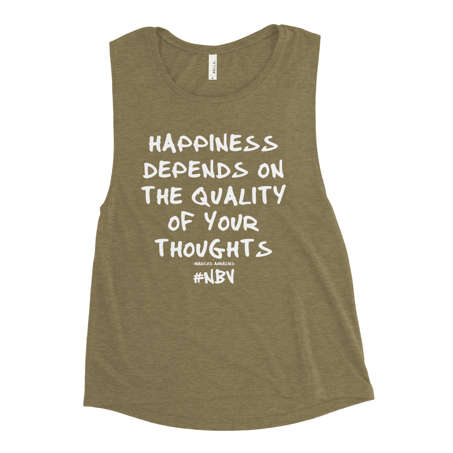 NBV Words Happiness Depends Ladies Muscle Tank