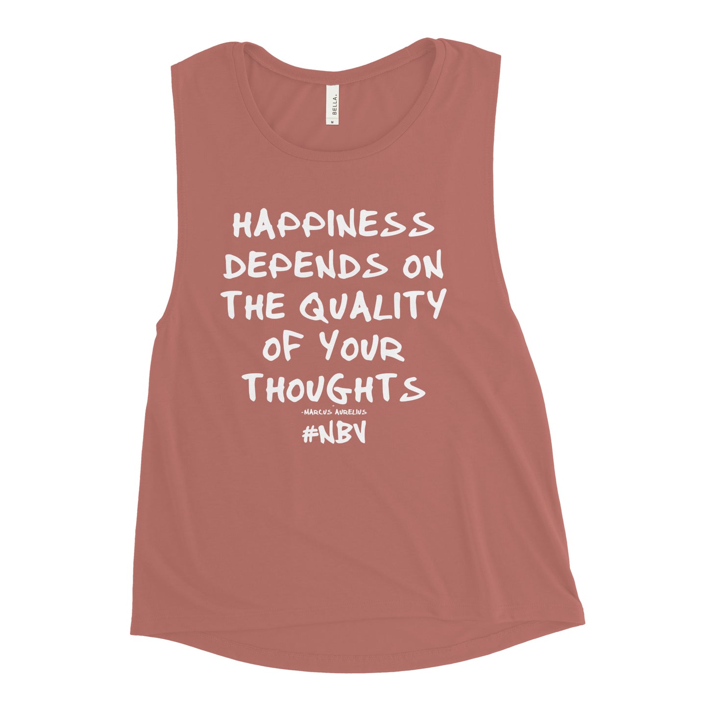 NBV Words Happiness Depends Ladies Muscle Tank