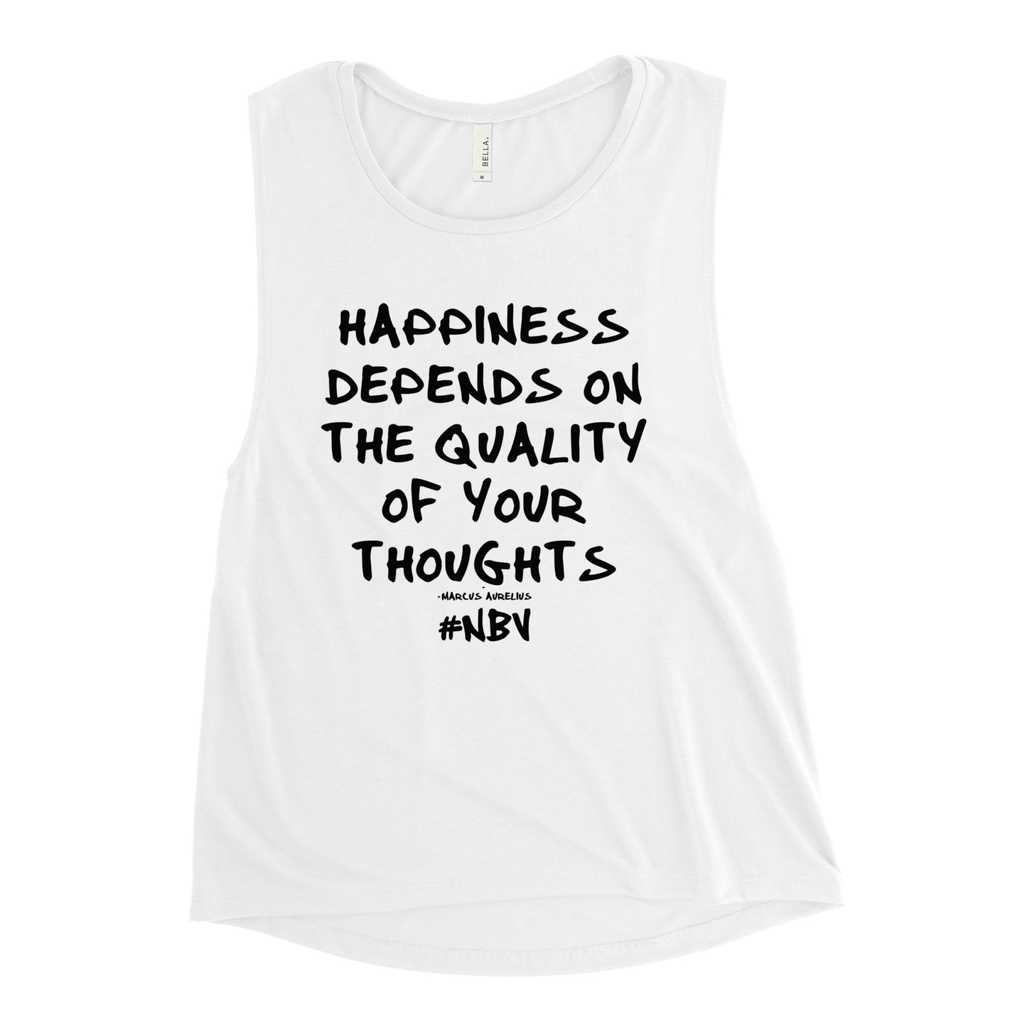 NBV Words Happiness Depends Ladies Muscle Tank