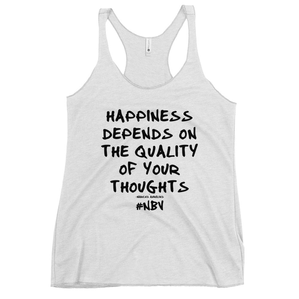 NBV Words Happiness Depends Ladies Racerback Tank