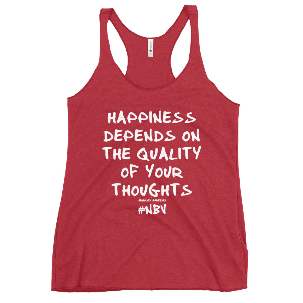 NBV Words Happiness Depends Ladies Racerback Tank