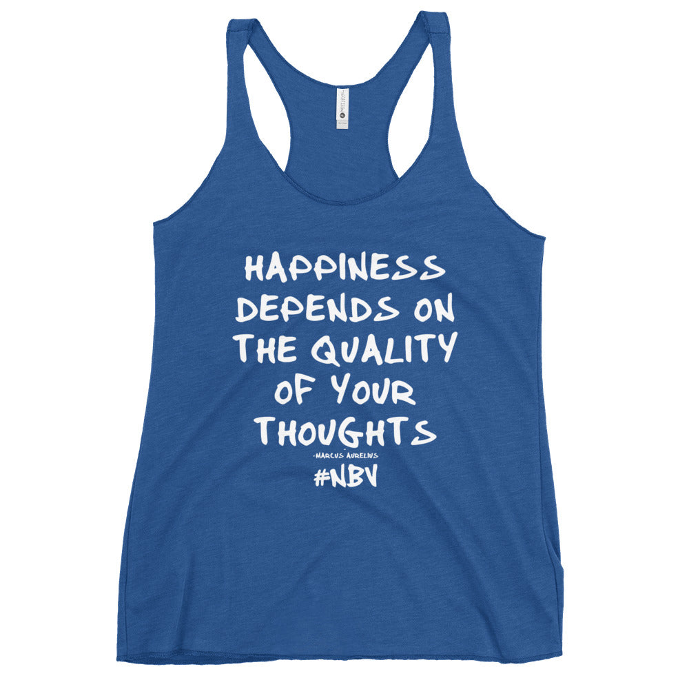 NBV Words Happiness Depends Ladies Racerback Tank