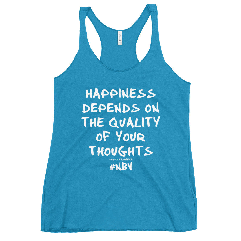 NBV Words Happiness Depends Ladies Racerback Tank