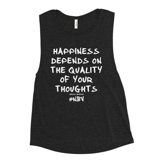 NBV Words Happiness Depends Ladies Muscle Tank