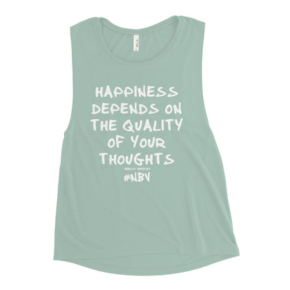 NBV Words Happiness Depends Ladies Muscle Tank