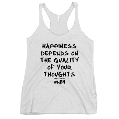 NBV Words Happiness Depends Ladies Racerback Tank