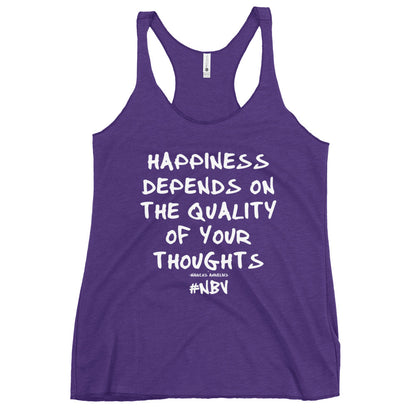 NBV Words Happiness Depends Ladies Racerback Tank