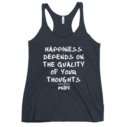NBV Words Happiness Depends Ladies Racerback Tank