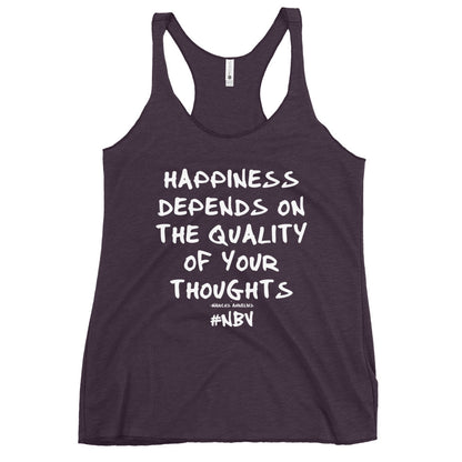 NBV Words Happiness Depends Ladies Racerback Tank