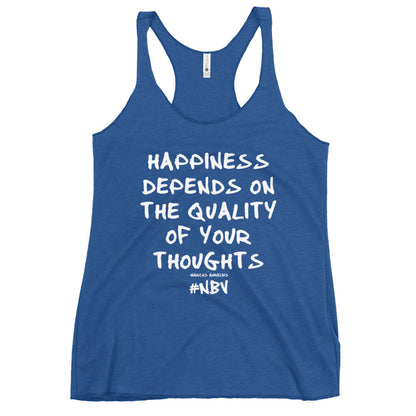 NBV Words Happiness Depends Ladies Racerback Tank